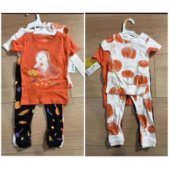 Carters Infant Girls Spooky Sweet Halloween Cotton Pajamas 4 Piece Set 12 Months - Picture 1 of 6